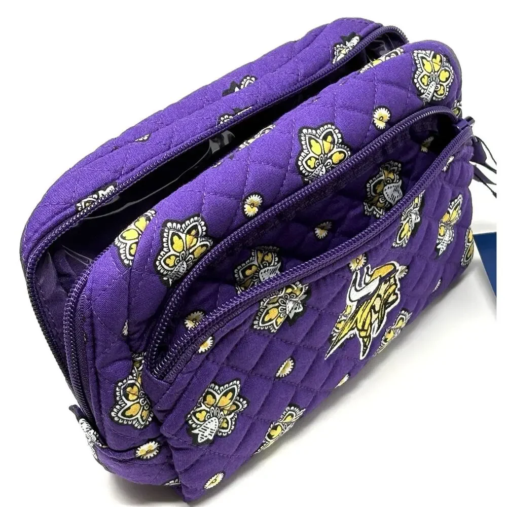Vera Bradley NFL Minnesota MN Vikings Makeup Medium Cosmetic Bag Pouch NWT